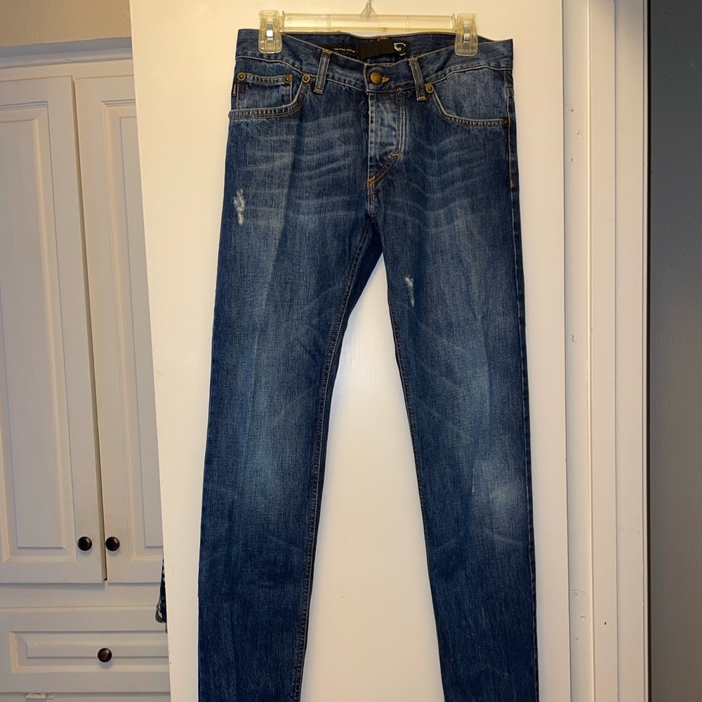NWOT Just Cavalli Gold 31 x 43 Low Waist Slim Leg Jeans